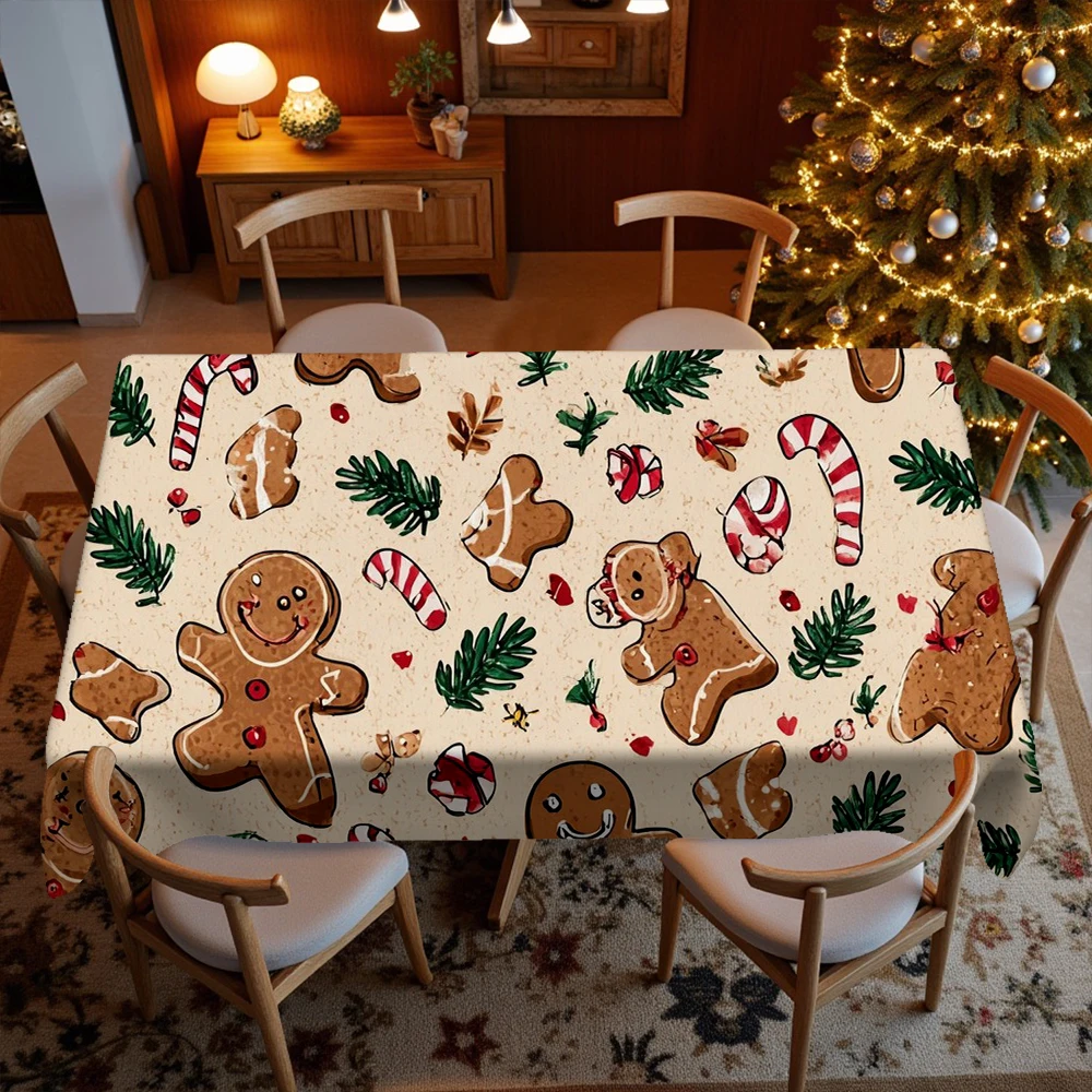 Gingerbread Christmas Tablecloth Restaurant Kitchen Tablecloth Living Room Home Decoration Rectangular Party Decoration