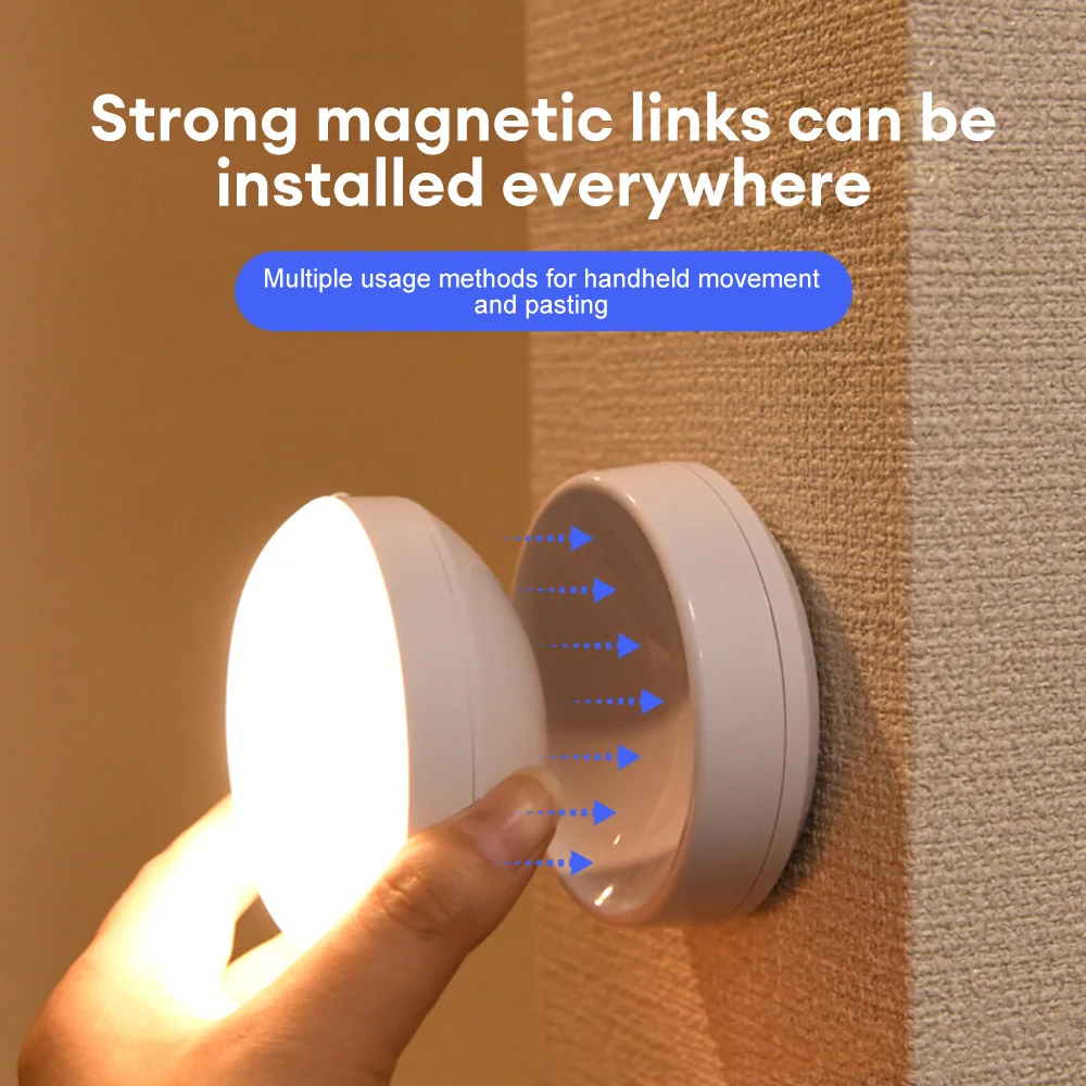 360 Rotated PIR Motion Sensor LED Night Light Wall Lamps Rechargeable Under Cabinet Light Wireless Closet Night Lamp