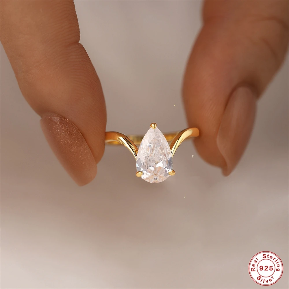 

Изысканное кольцо Aide из стерлингового серебра 925 пробы с цирконом для женщин, свадебные кольца золотого цвета с драгоценными камнями, кольца на указательный палец, эстетические аксессуары в стиле ретро