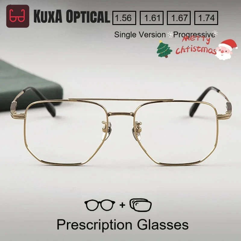 

KUXA мужские оптические очки в оправе из чистого титана, очки по рецепту, фотохромные очки для близорукости с защитой от синего света