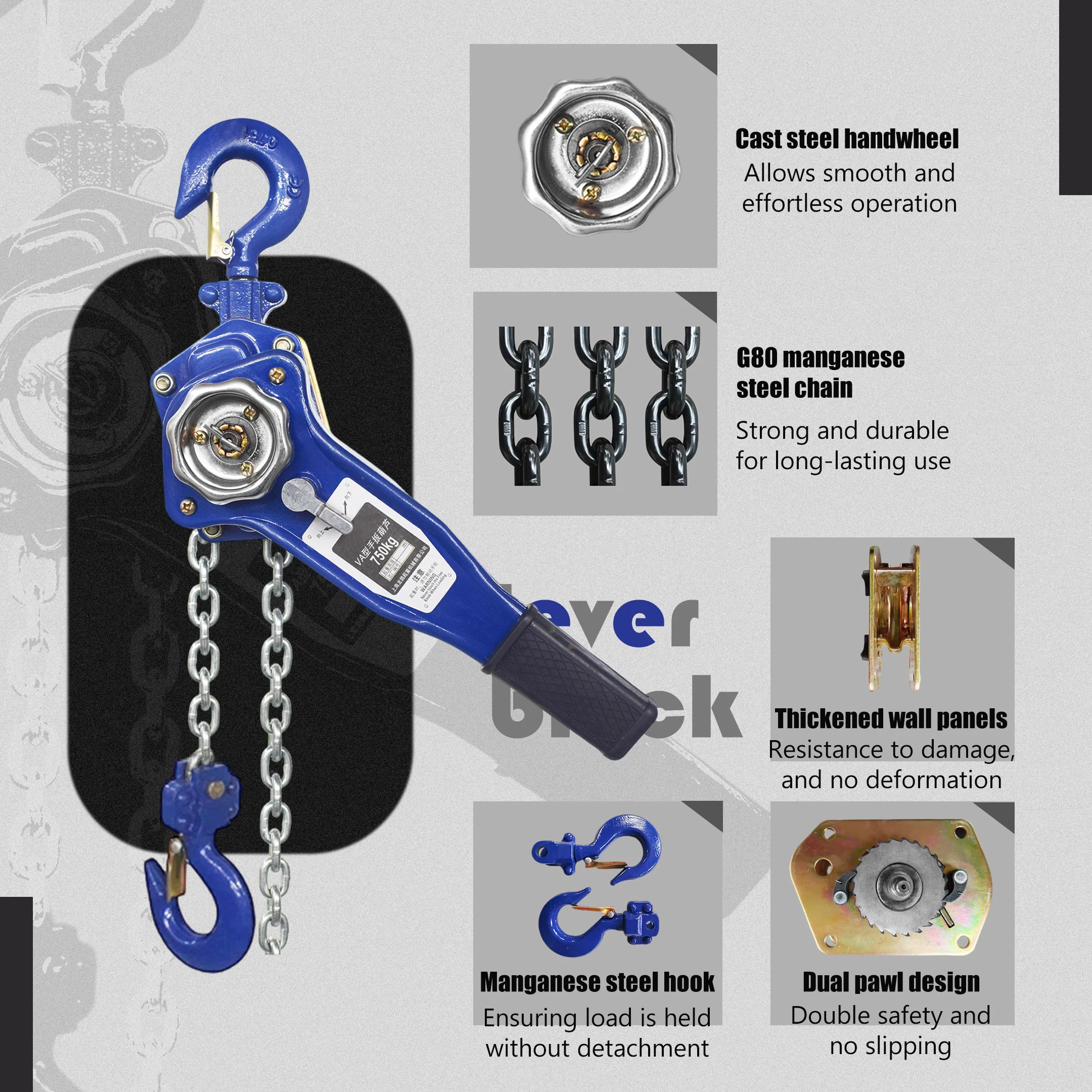 High Quality Manual Lever Block Hoist with 1.5Ton Capacity Durable Chain Hoist for Industrial Use Certified