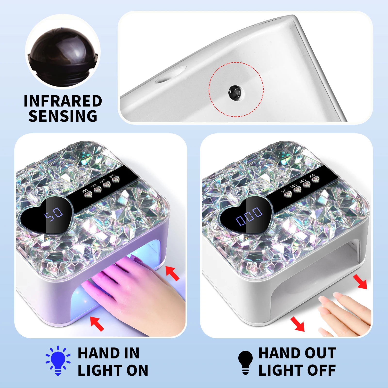 المهنية الأشعة فوق البنفسجية مسمار مصباح 45 LED مجفف طلاء الأظافر مع الموقت الاستشعار علاج سريع هلام طلاء الأظافر مصباح ليد لأدوات صالون الأظافر