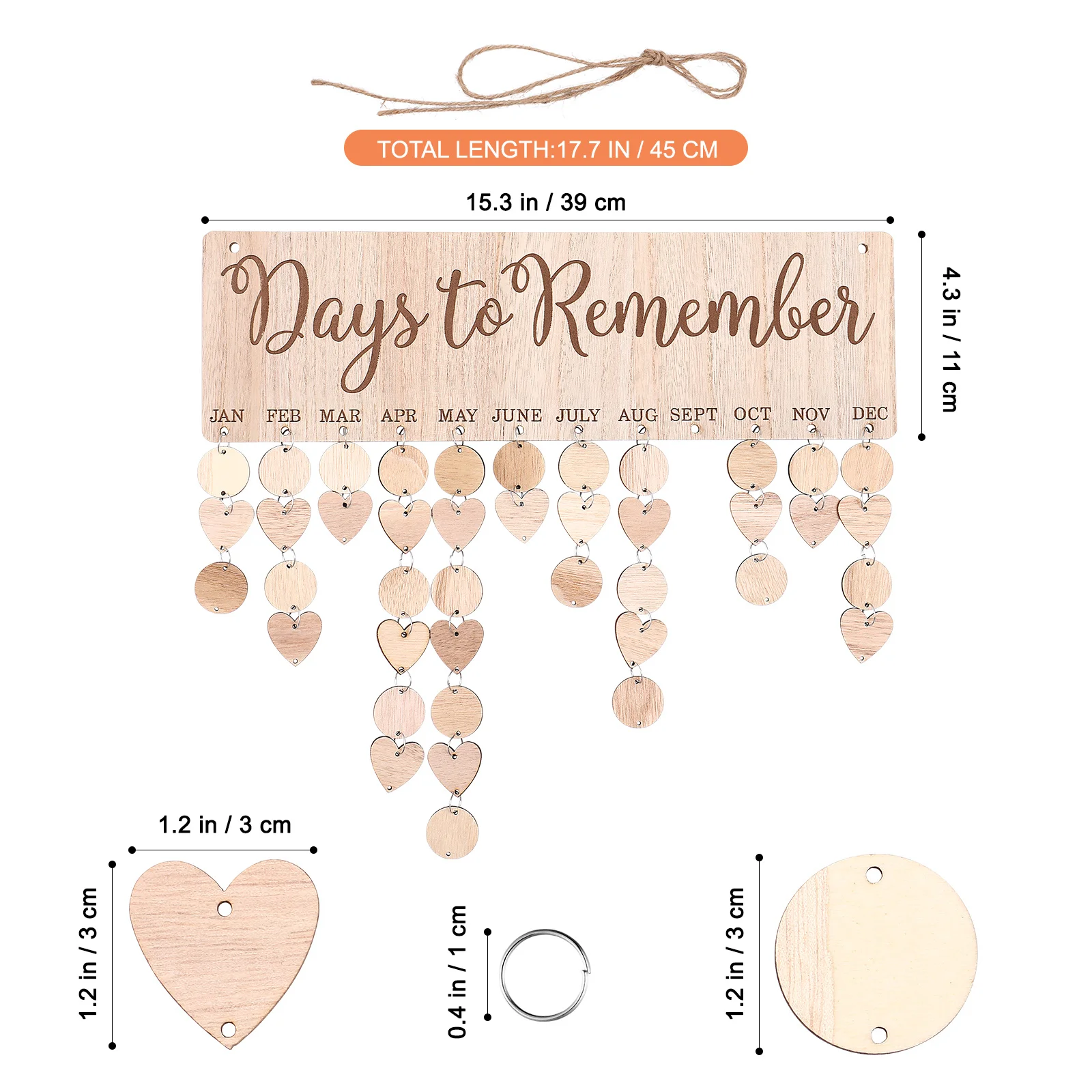 

1Set Family Birthday Board Wooden Calendar Plaque Wall Hanging Decoration Special Days Reminder Birthday Board