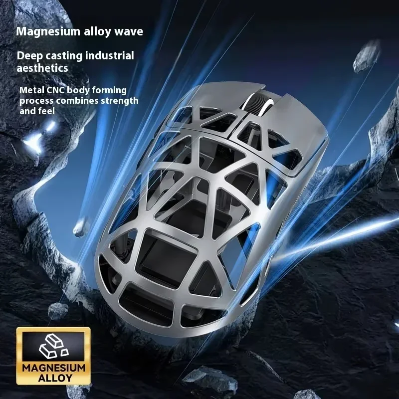 ماوس مجوف من سبائك المغنيسيوم اللاسلكي Attack Shark R2 8KHZ مع مستشعر PAW3950 30000 ديسيبل متوحد الخواص 1000 هرتز ملحقات ماوس الألعاب السلكي #3