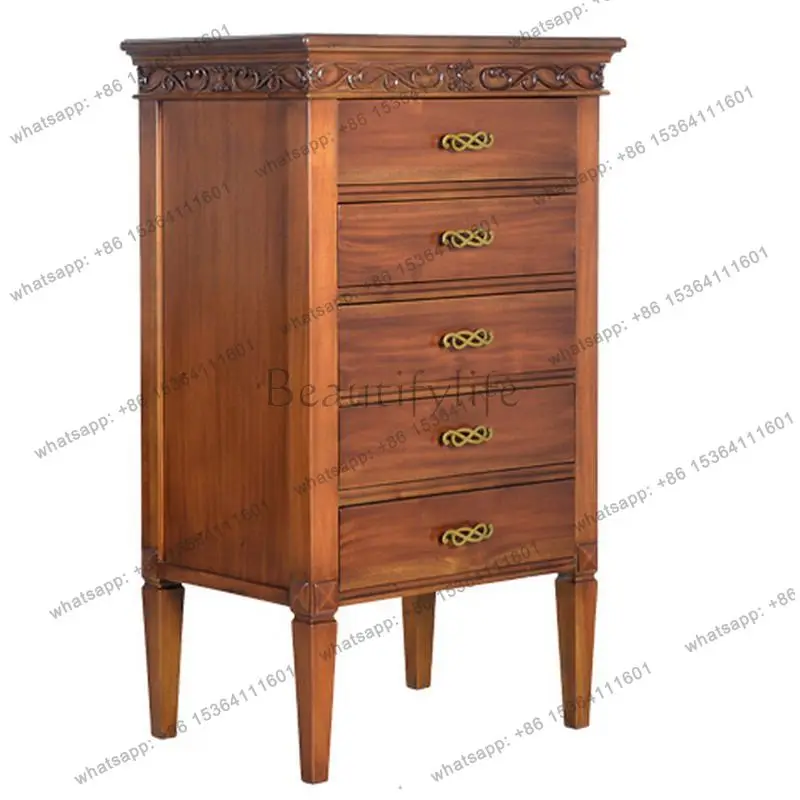 Solid wood chest of drawers, small apartment American storage drawer locker