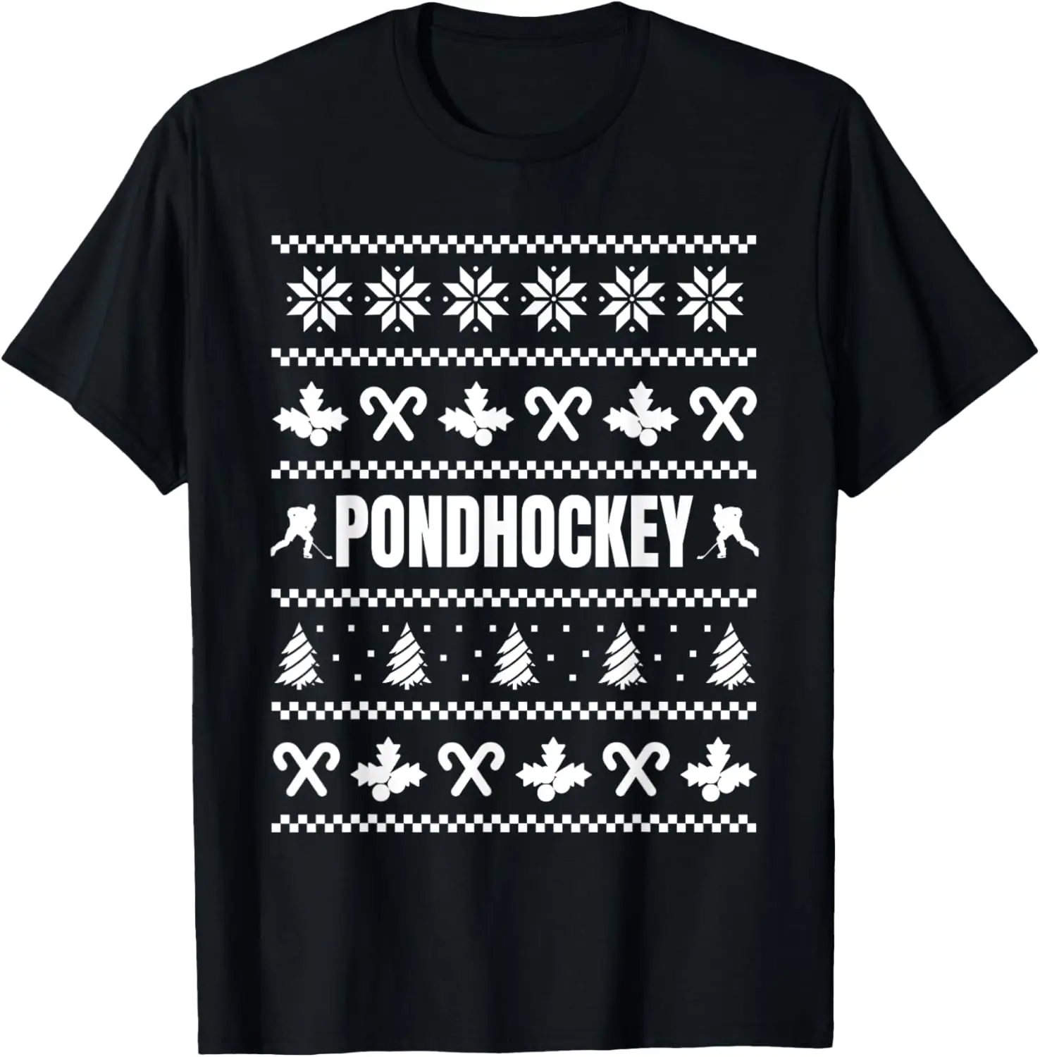 

Funny Pond Hockey Player Ugly Christmas Costume T-Shirt