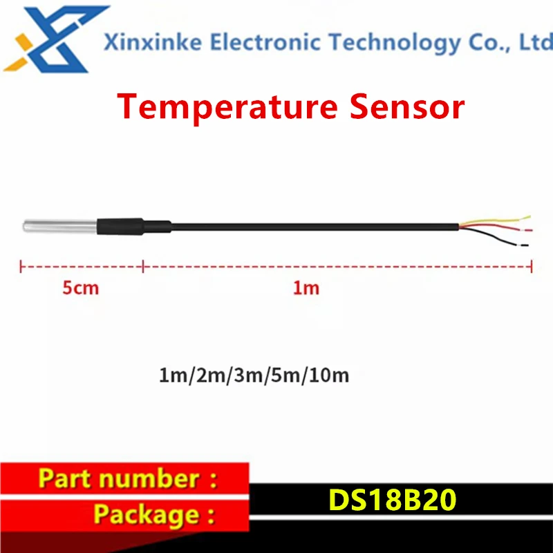 Temperature Sensor DS18B20 Waterproof Cable Stainless Steel DS18b20 Temperature Probe