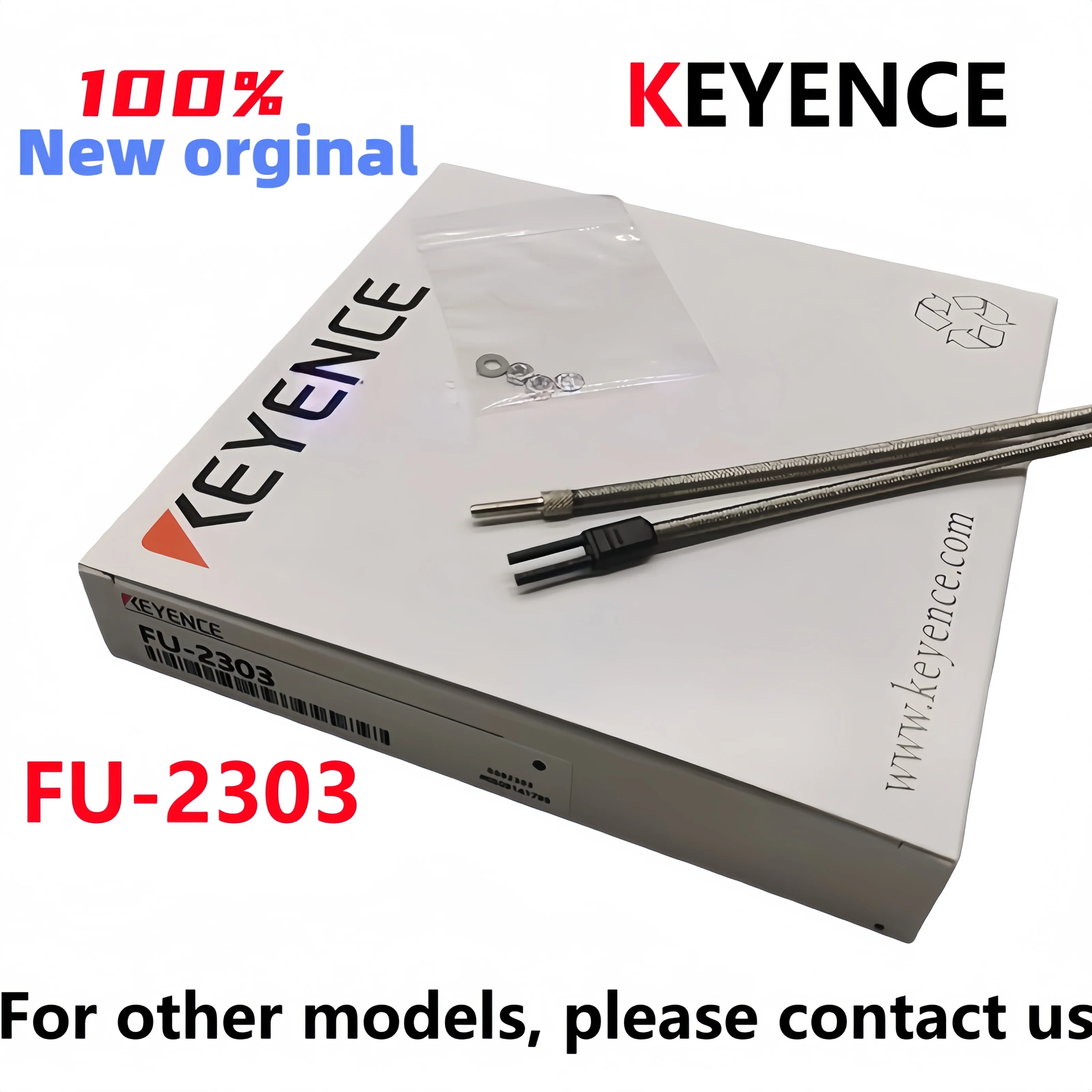 Sensor de Fibra Óptica Coaxial M3 Reflexivo Original FU-2303 KEYENCE, Novo e Resistente à Pressão em Aço Inoxidável