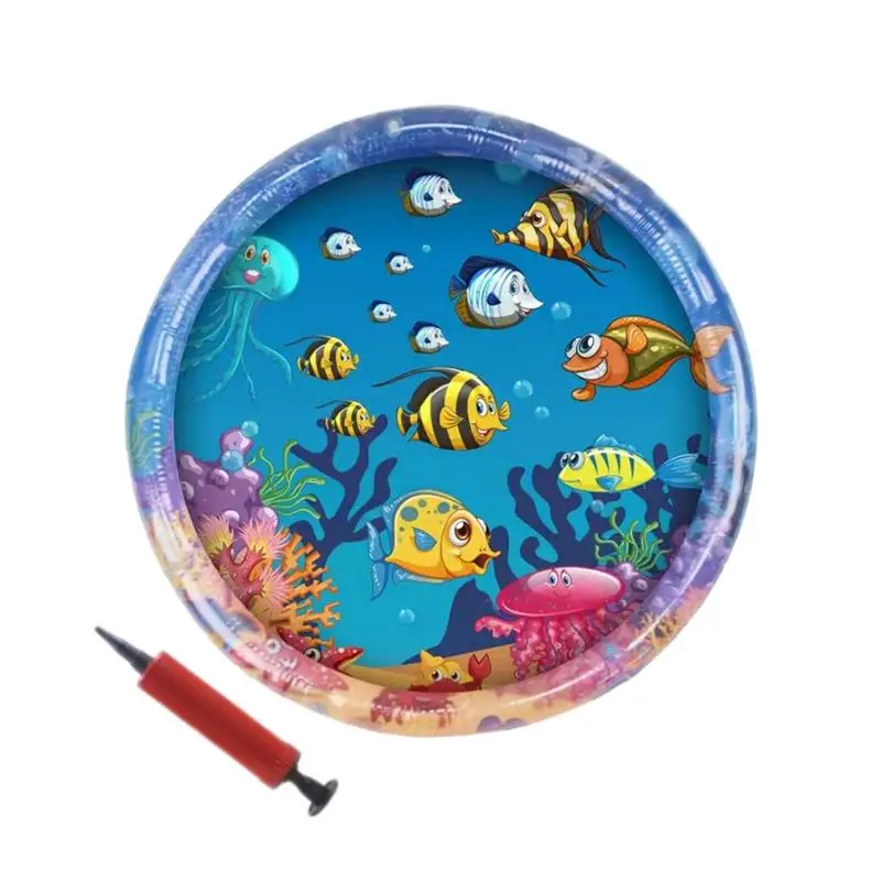 Water Play Mat Cats Sea Fish Themed Mat Cats Play Sensory Water Pad PVC Marine Animal Water Pad Toy Infant Toys Seaworld Carpet