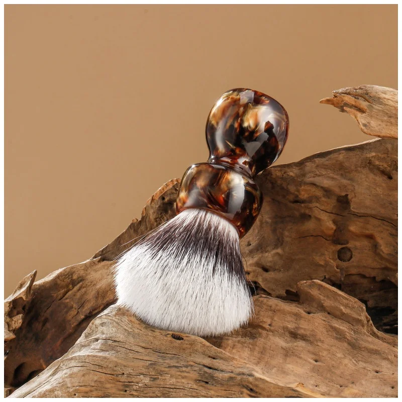 YAQI Mens Wet Shaving Brush Luxury Caramel Cat's Whisker Synthetic Hair Wet Shave Tools Mens Gift