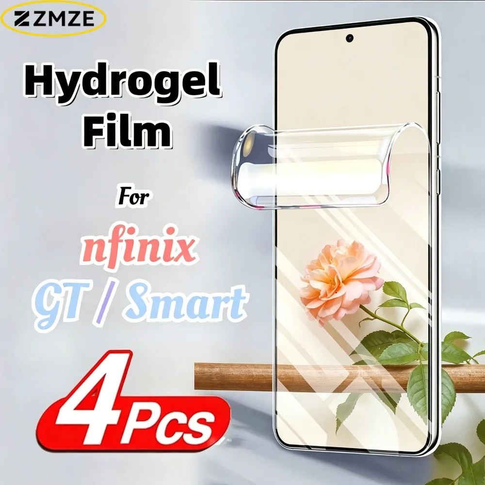 4 Pcs For infinix GT 50 30 20 10 Pro Smart 20 10 9 8 7 6 HD 10 8 7 6 Plus Clear Glossy Not Glass Screen Protectors Hydrogel Film
