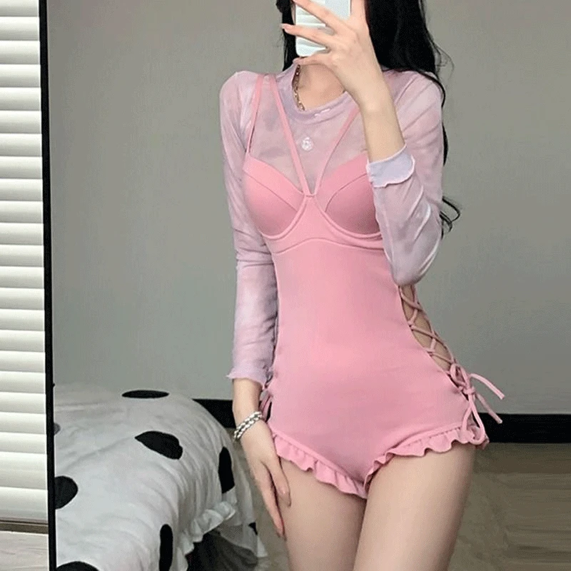 2023 New Popular Summer Elegant Swimwear Women's Off Shoulder One Piece Slim Fit Sexy Solid Color Elegant Beach Bathing Suit