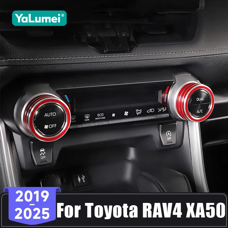 Für Toyota RAV4 XA50 Hybrid 2019 2020 2021 2022 2023 2024 2025 Auto-Klimaanlagen-Steuerknopf-Abdeckung, Zierkreis, Radio-Audio-Drehknopf-Abdeckung