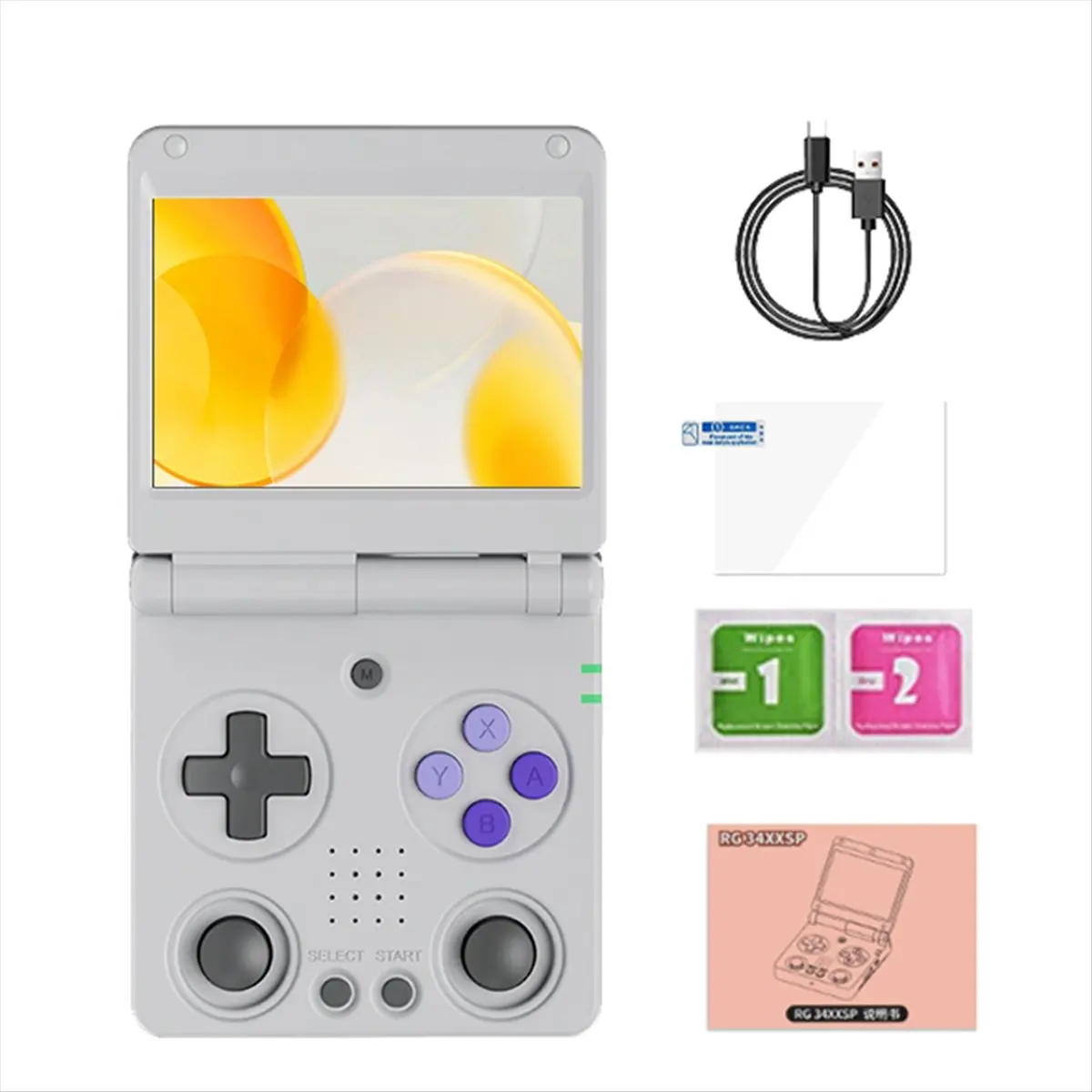 A14M RG34XXSP Retro Game Console Linux 64Bit 3.4 Inch 720x480 Handheld Game Console Supports 30+ Game Emulators Grey