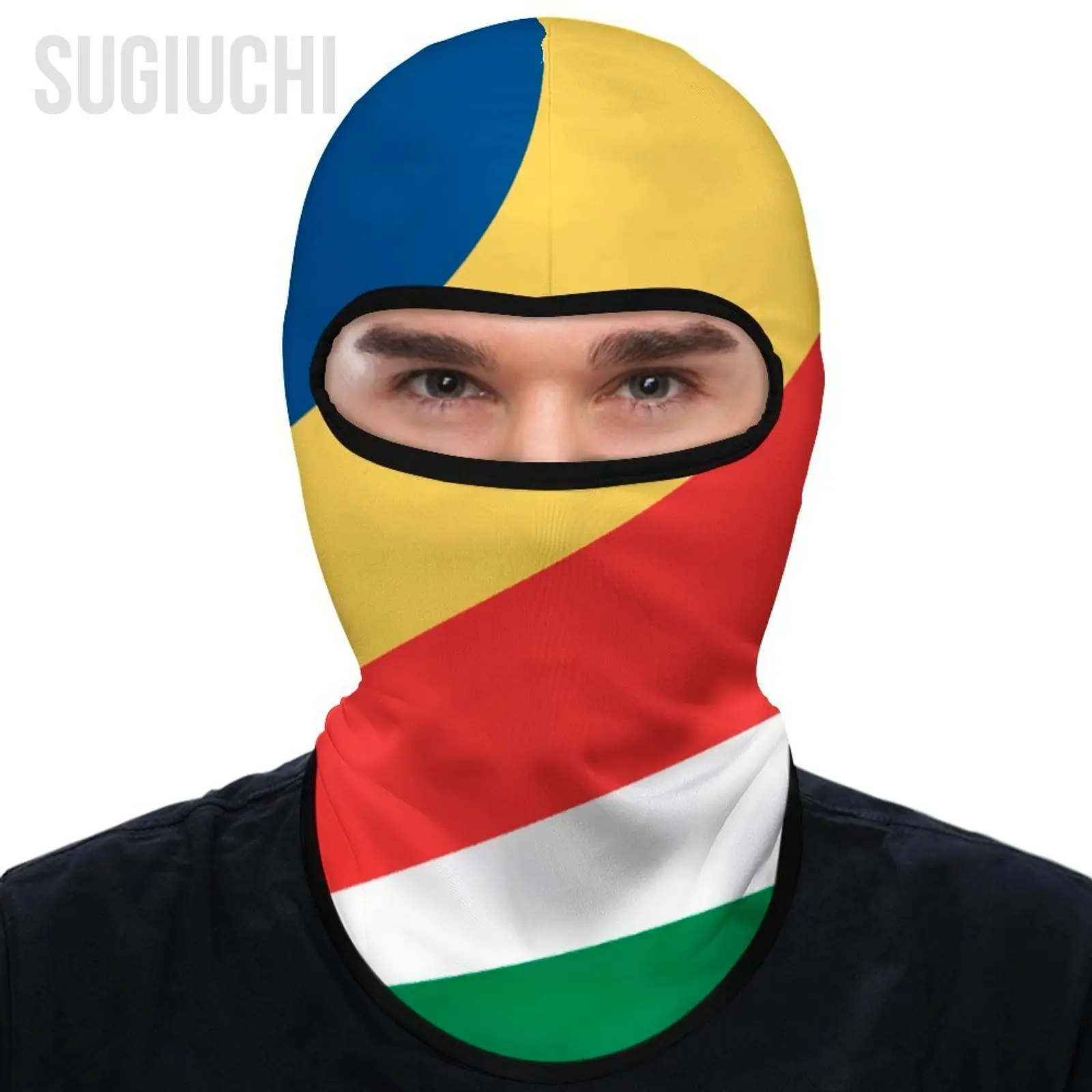 Seychelles Flag Outdoor Cool Sunscreen Motorcycle Face Mask Moto Biker Wind Cap Mask Stopper Windproof Bicycle Cycling Headgear