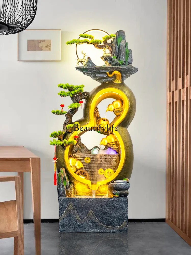 

FG40Feng Shui wheel gourd lucky flowing water ornament landing living room landscape office opening gift rockery fountain