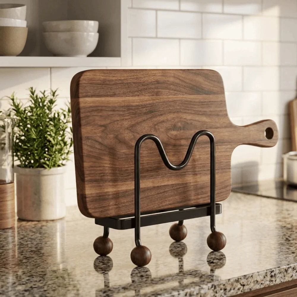 Vintage-Style Cutting Board Storage Rack Multi-Layer Breathable Chopping Board Organizer Sturdy Vertical Cutting Board Holder