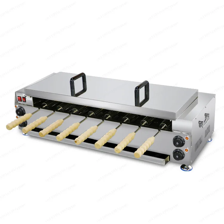 With 8 Roller Electric Hungarian Chimney Cake Maker Chimney Cake Rolls Grill Oven Machine Waffle Maker Bread Roll Baking Machine