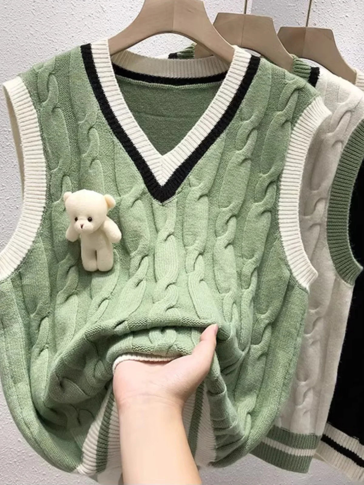 

Women's Knitted Vest Top Layering Sle Autumn Spring Thi Sweater Winter Outerwear College Faion Japanese Sle New Arrival