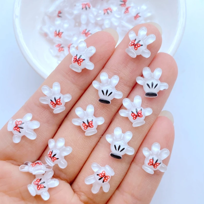 50pcs New Cute Resin 11*12mm Mini Small Gloves Series Flat back Stone Figurines DIY Wedding Scrapbook Manicure Accessories