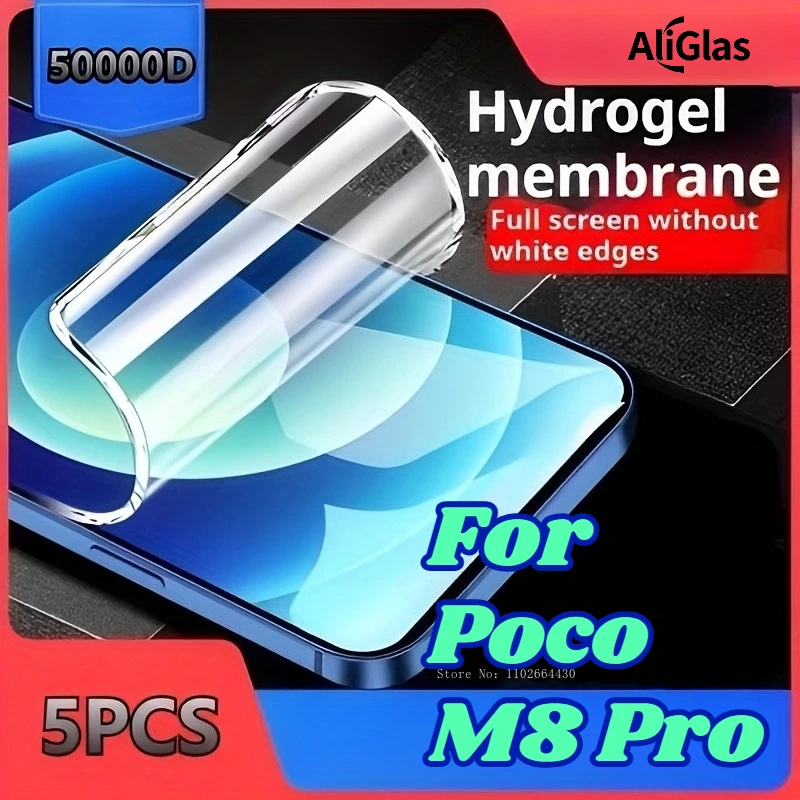 

5 шт., гидрогелевые пленки высокого разрешения для Poco M8 Pro, мягкая пленка для передней панели телефона, для Xiaomi Poco M8 Pro, защита экрана, ультратонкая