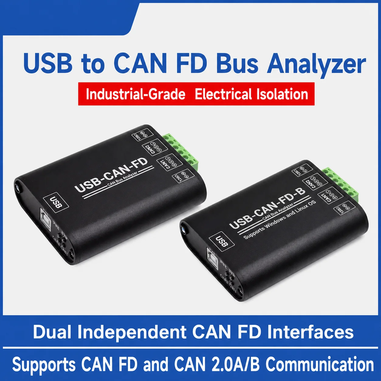 USB to CAN/CAN FD Bus Analyzer CAN-2 Dual-channel Windows/Linux System