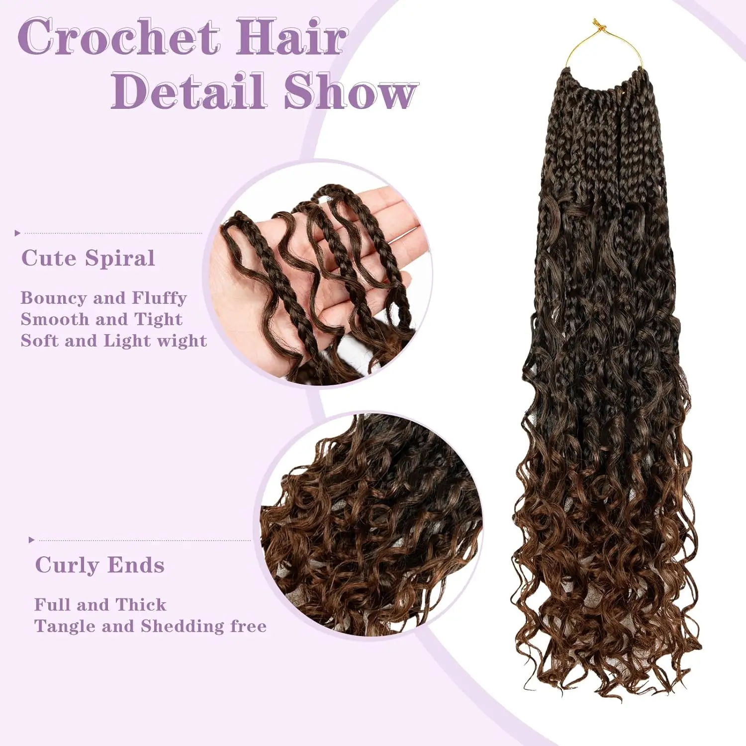 Boho Box Braids Goddess Box Braids Crochet Hair Bohemian Hippie Braids Braiding Hair Box Braids with Curly Ends synthetic