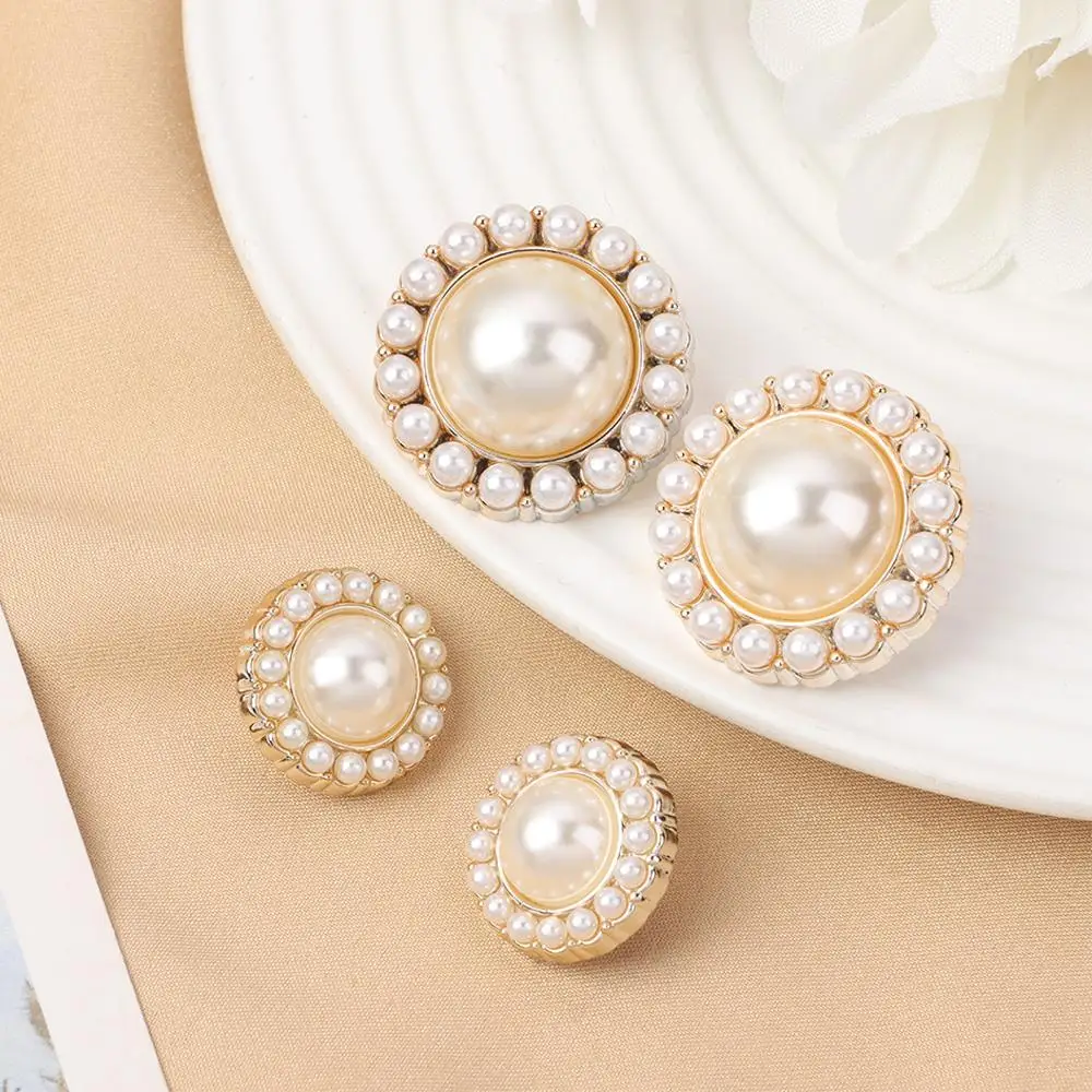 10Pcs Alloy Pearl Clothing Buttons DIY Clothing Sewing Button Needlework Handmade Accessories Decorative Sewing Accessories