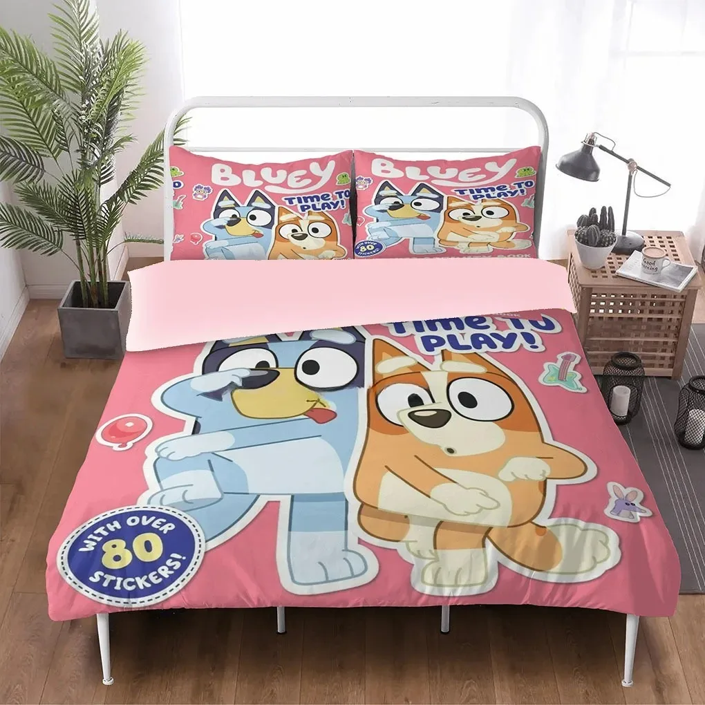 Cartoon B-Blueys Bed Covers Bedding Set,Bingo Chilli Cover Modern Printed 2/3Piece Set 1 Bed Cover,Birthday Gifts