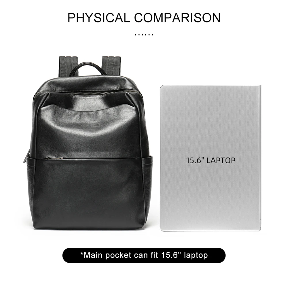 WESTAL 15.6 Inch Laptop Bag Waterproof Backpack Genuine Leather School Bag Boys Rucksack Handbags Business Travel Notebook Bag image 5