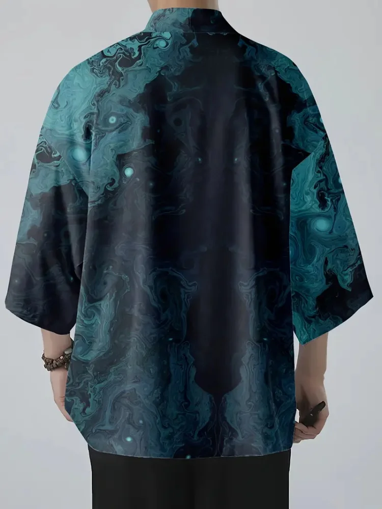 New Trend Fashion Men's Casual Kimono Sunset Flying Crane 3D Printing Men's Traditional Kimono Daily Casual Men's Cardigan