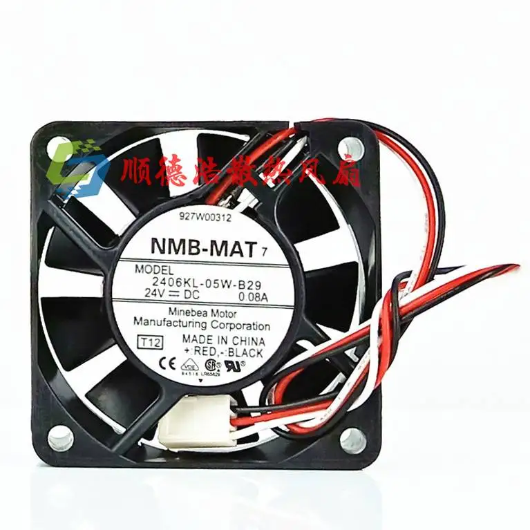NMB-MAT 2406KL-05W-B29 T12 DC 24V 0.08A 60x60x15 مللي متر 3-سلك الخادم مروحة التبريد