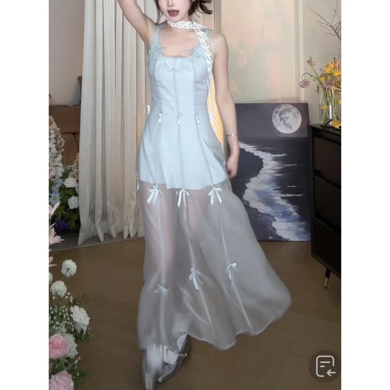 

French Style Elegant Multi-Way Lace Mesh Dress for Women2025Spring Summer New Beach Vacation Long Dress