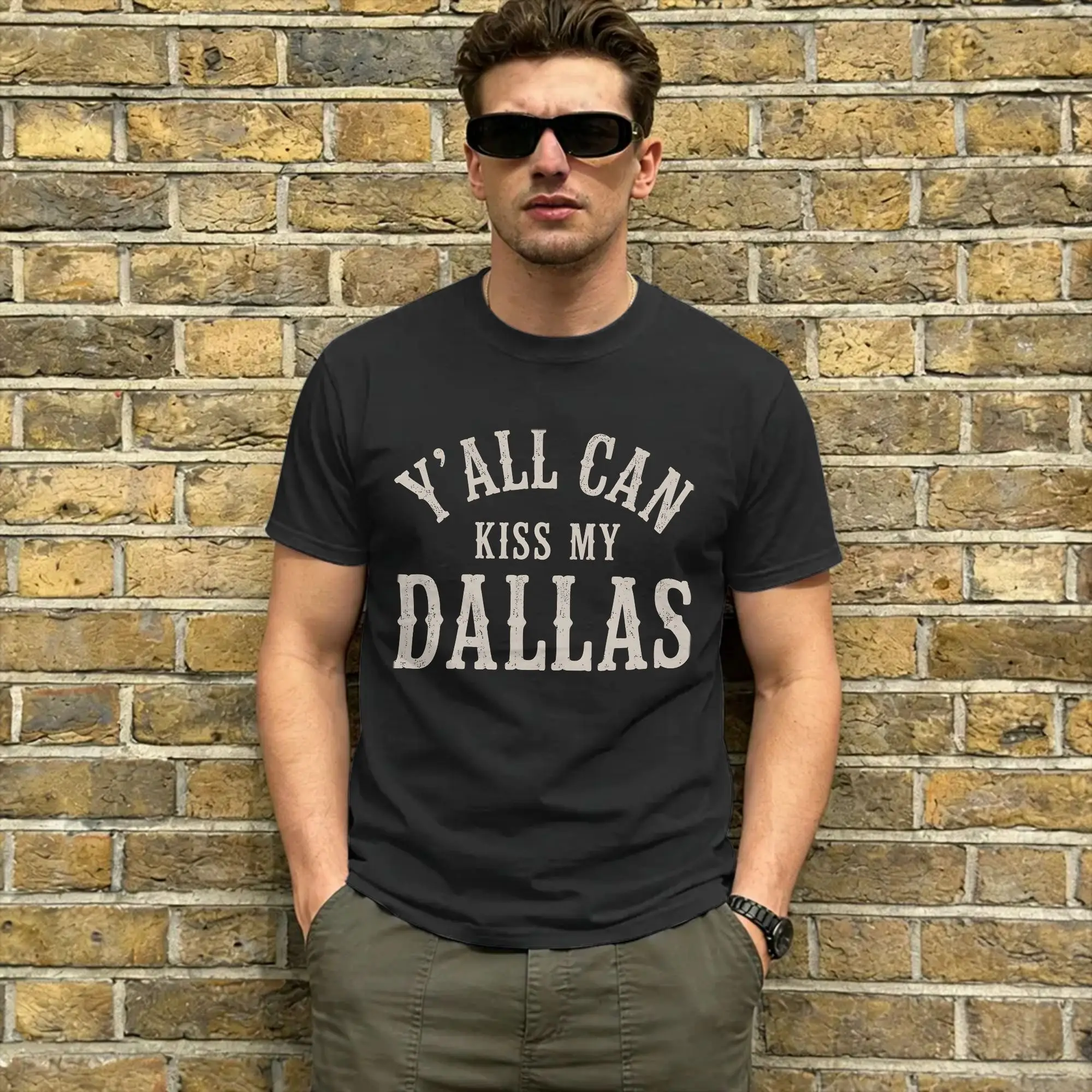 Y'All Can Kiss My Dallas  T Shirt Summer  Cotton T Shirts For Man Hip Hop Print Tee Shirt Short Sleeves Y2K Basic Clothes