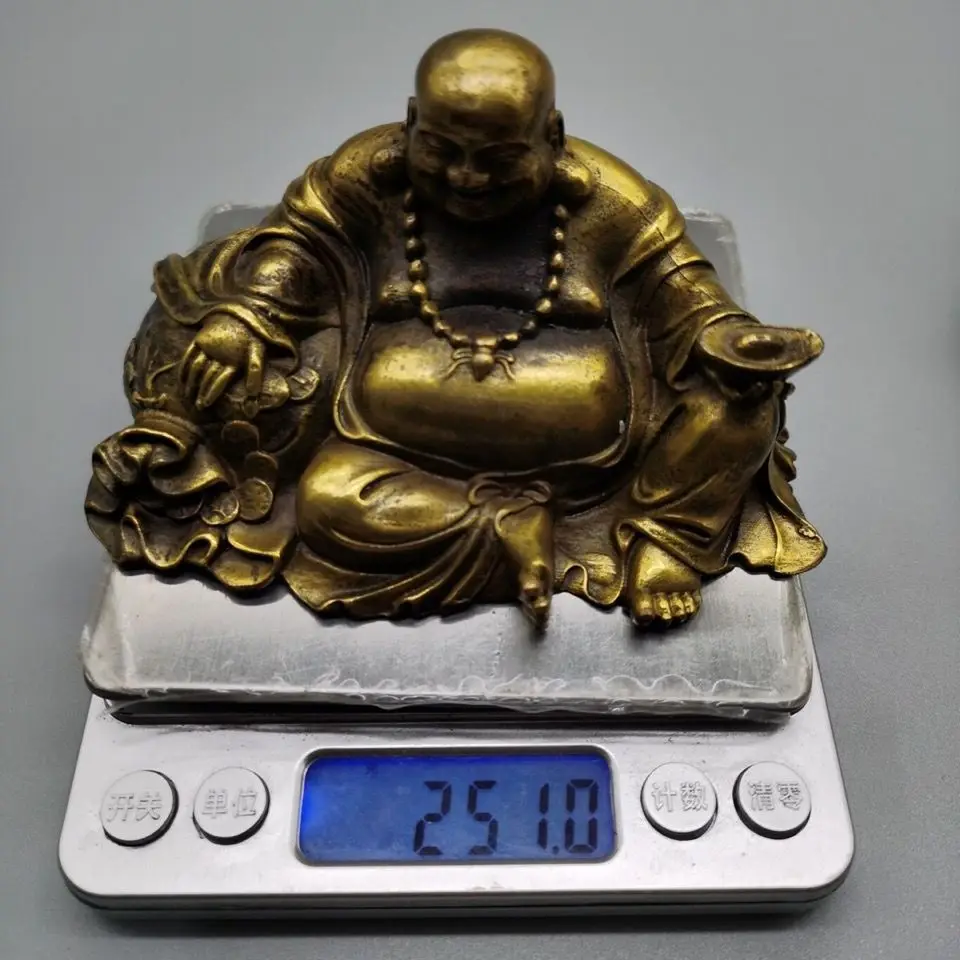 Copper good luck fat Laughing Maitreya Buddha Statue Buddhist sitting Buddha Statue Office Home Decor Gift view 6