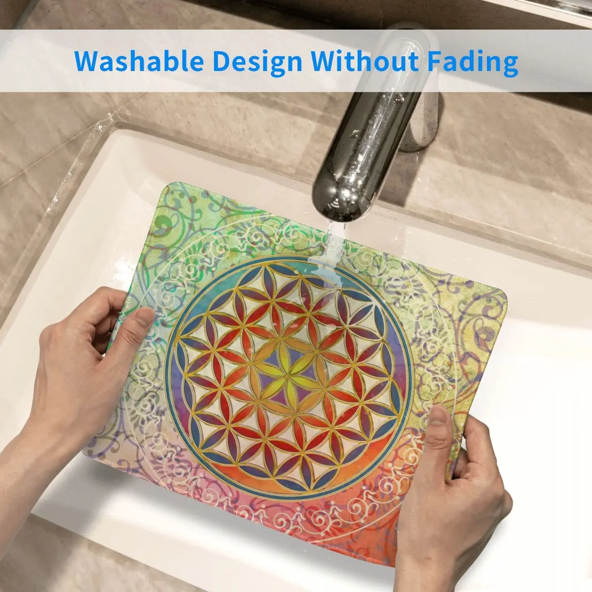 Flower Of Life Vintage Geometric Gaming Mouse Mat Anti-Slip Rubber Base Lockedge Mousepad Office Desktop Mandala Mouse Pad