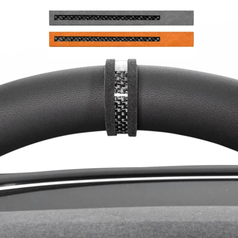 Car Styling Center Line Sticker Steering Wheel Marker Suede Splicing Label Trim for Tesla BMW Audi Benz Volkswagen Universal