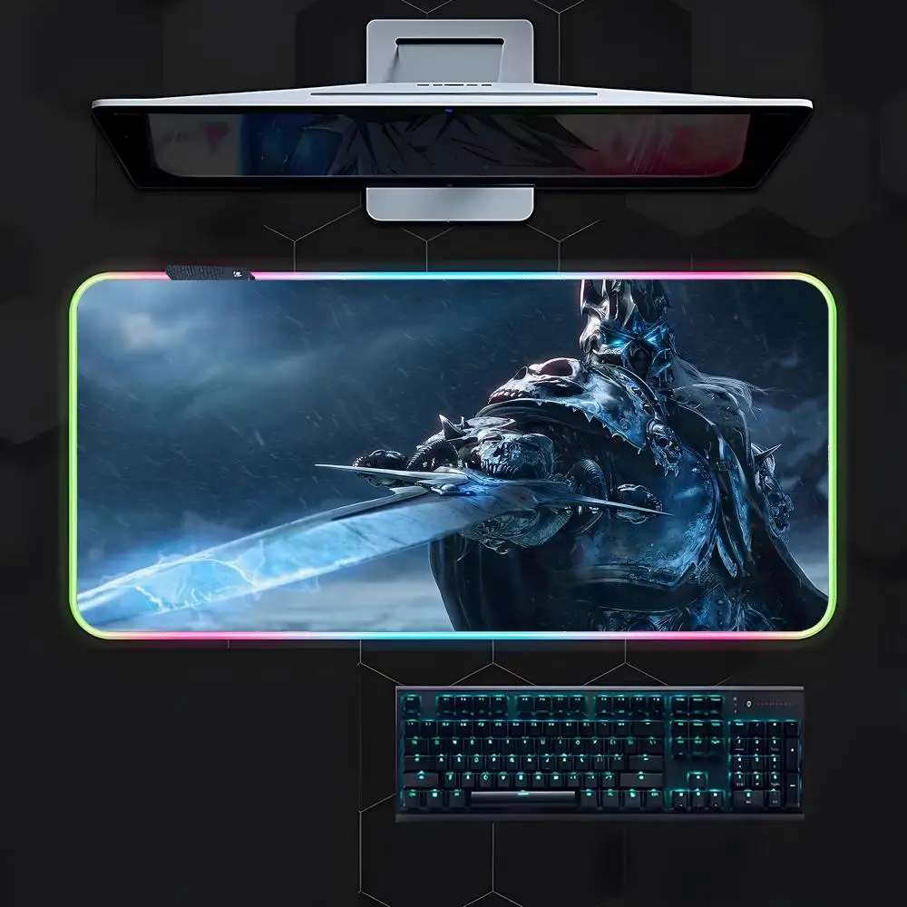 Accessori per computer World Of Warcraft Mouse Pad Gamer Luminescenza Led Mouse Pad Tavolo da gioco Rgb Deskmat Tastiera Pc Mousepad