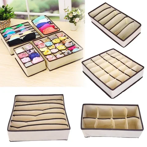 

Underwear Bra Storage Box Organizer 2021 New Beige Drawer Closet Organizers Boxes For Underwear Scarfs Socks Bra