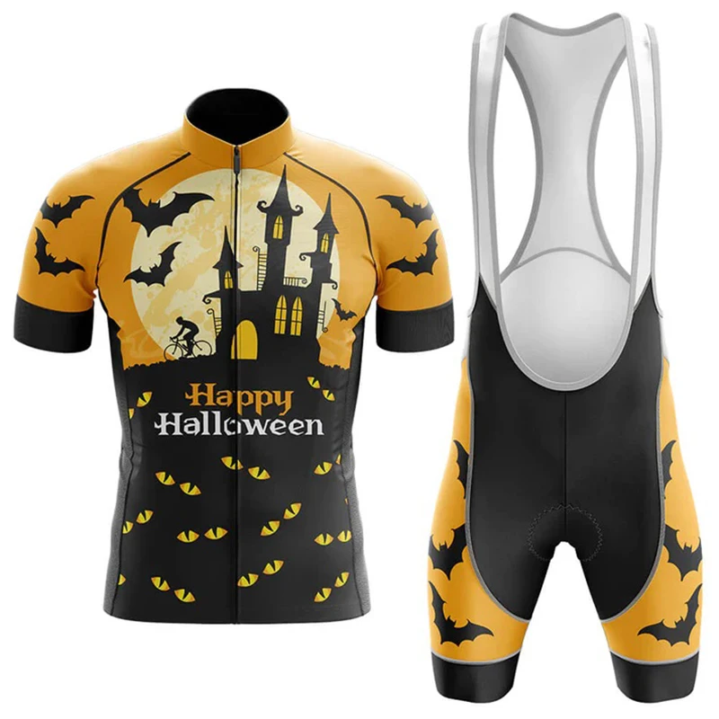 NEW Men's Halloween Castle Cycling Kit Shirt Bicycle Jerseys Short Sleeve Sets Clothing Bib Pants Bike Wear