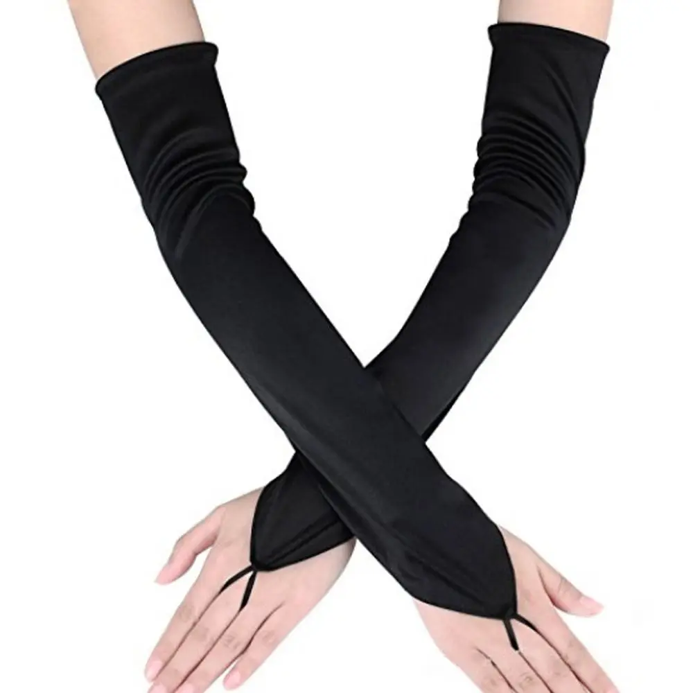 Bride\'s Wedding Dress Performance Party Black Fingerless Hook Fingerless Gloves Soft Breathable Solid Long Gloves Women Man