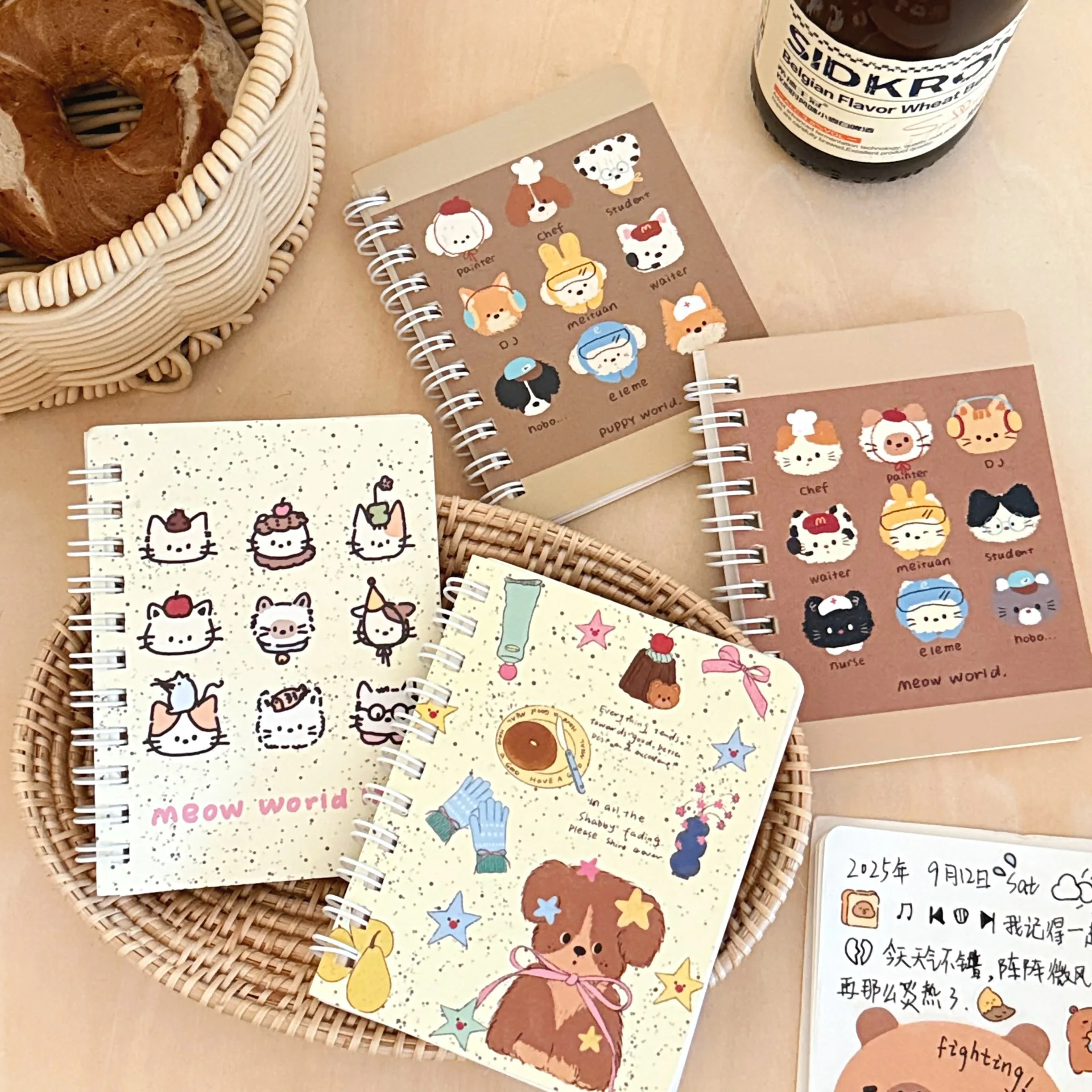 1/4 كتب لطيف الكرتون لطيف الحيوانات الأليفة لفائف دفتر المحمولة جيب دفتر A7 دفتر صغير طالب الإبداعية دفتر #2