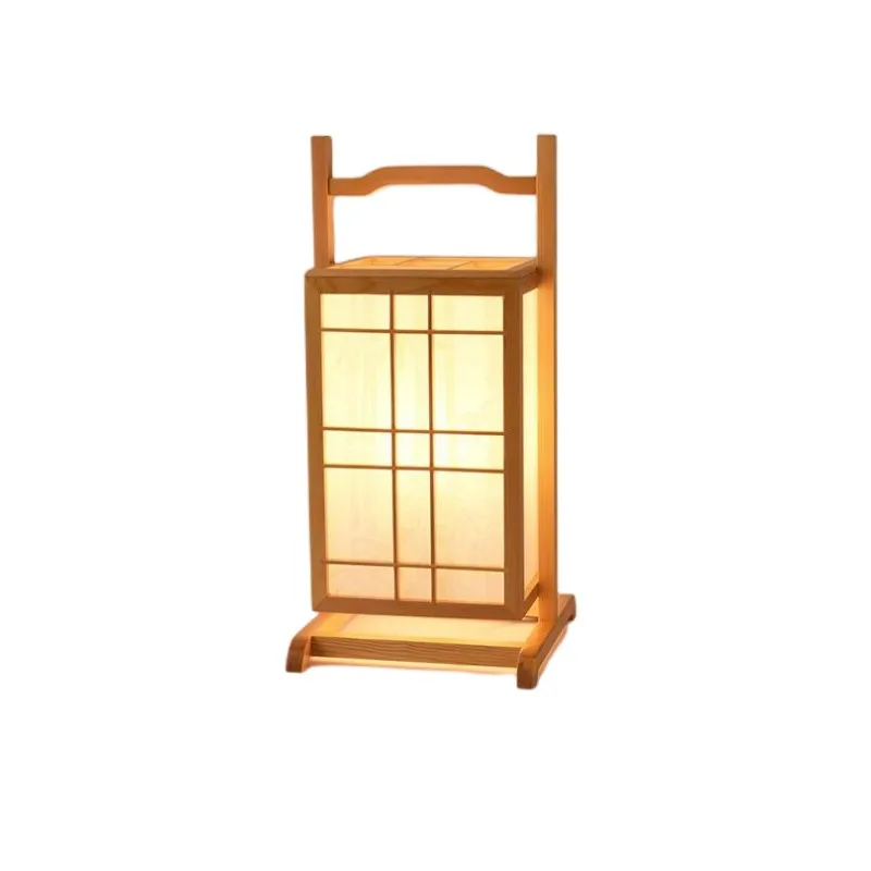 Japanese Style Portable Floor Lamp Creative Lights Bedroom Bedside Japanese Shoji Table Lamp Wooden