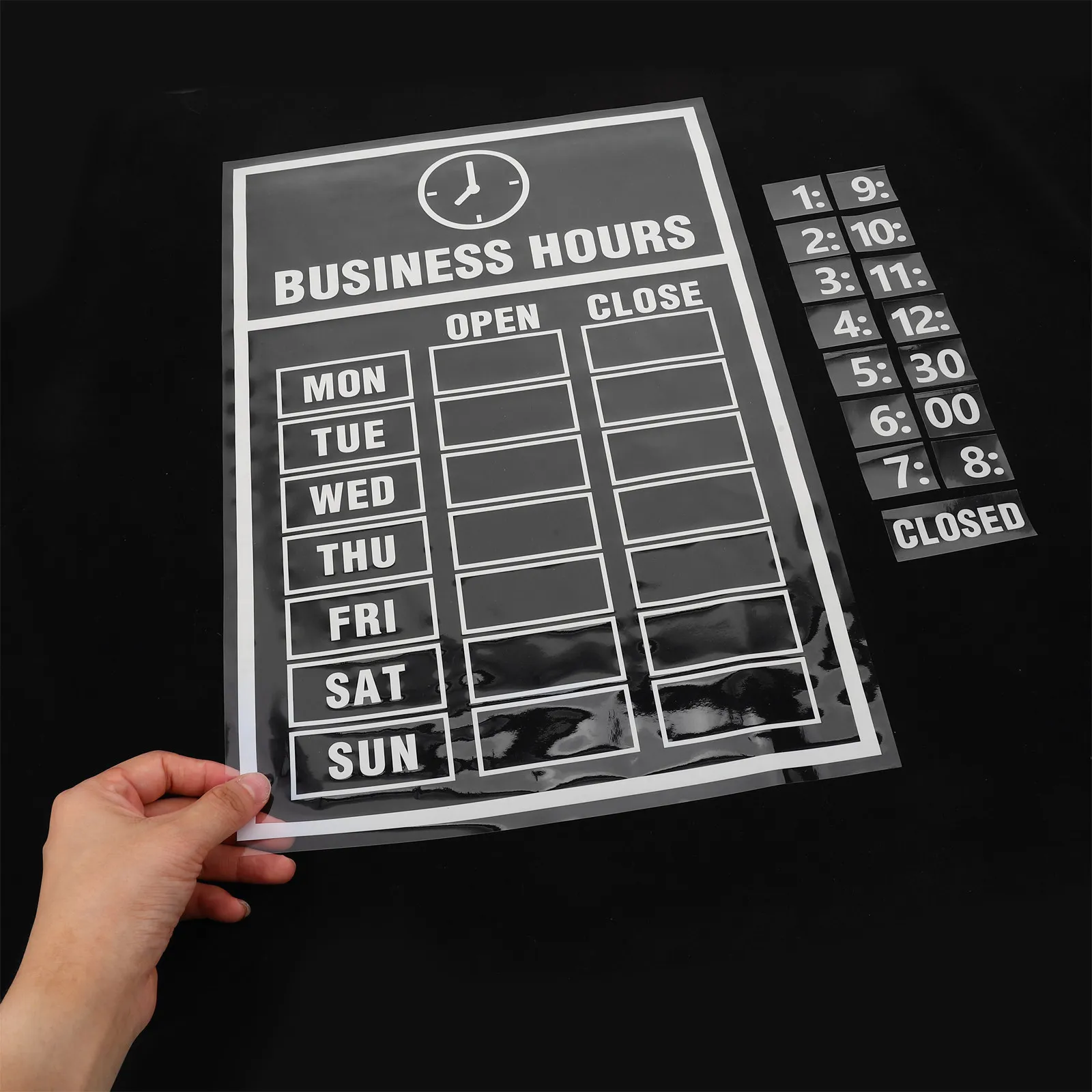1 Set Business Hours Window Decal Reusable Static Cling Store Hours Sign Changeable Open Closed Time Sign for Coffee Shop Salon