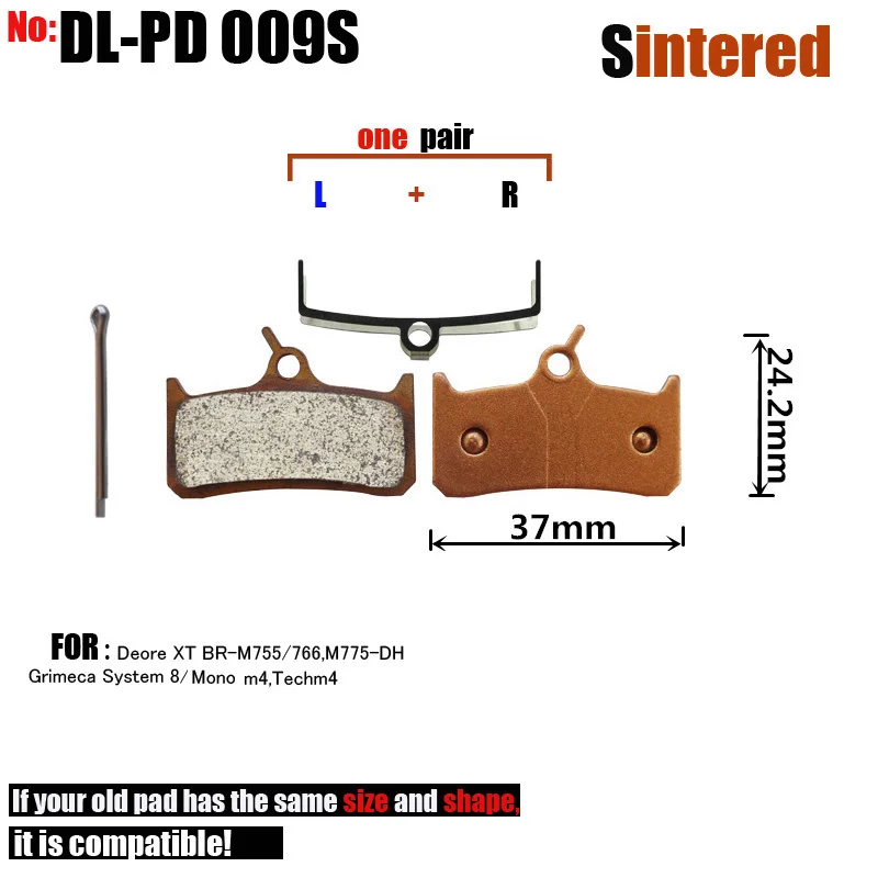 DELT 4 Pair Bicycle Disc Brake Pad,For SHIMANO Deore,XT,BR-M755,766,Grimeca,System 8, BIKE,Cycling,Sintered,Part