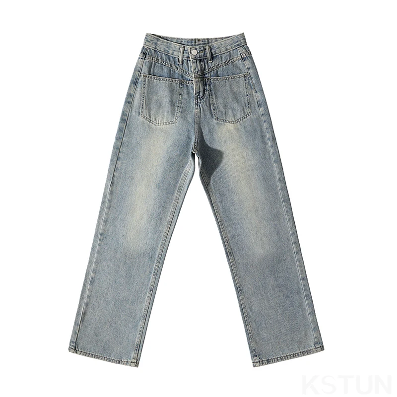 KSTUN 2025 Dames Multi-Color Rechte Jeans Casual Wijde Pijpen Denim Broek Comfort Dagelijkse slijtage Nieuwe collectie ​   Broek met hoge taille