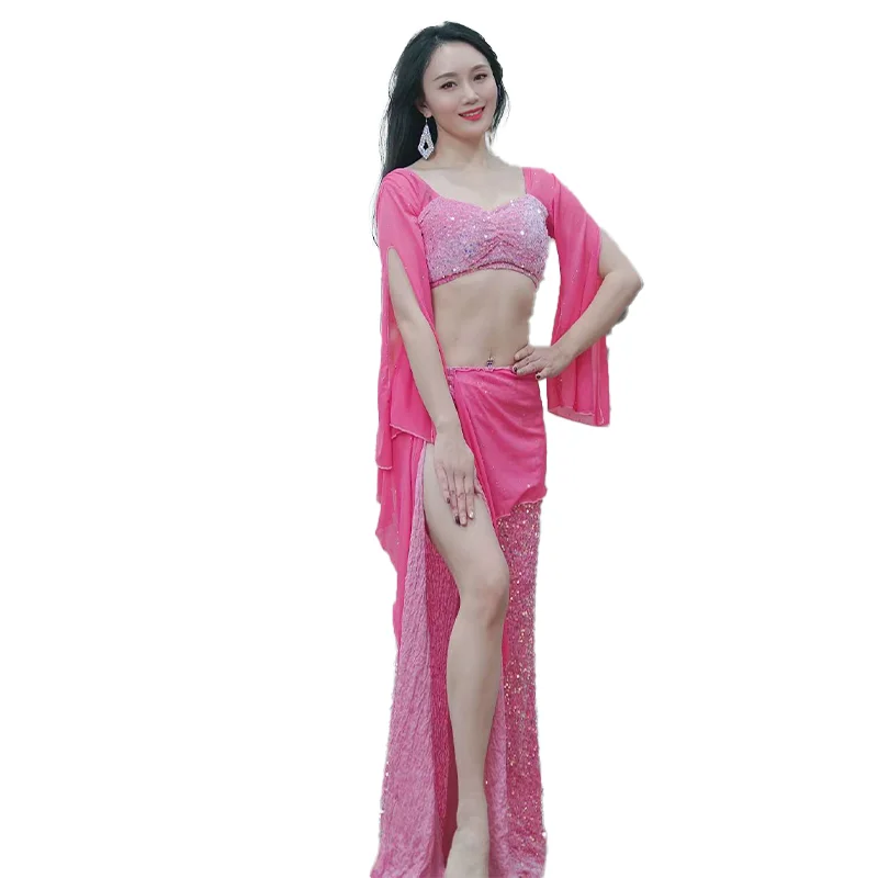Bauchtanz-Kostüm für Frauen Sexy und Modische Pailletten-Bühnenkleidung Orientalisches Tanz-Set Tänzerin-Vitalitäts-Outfit