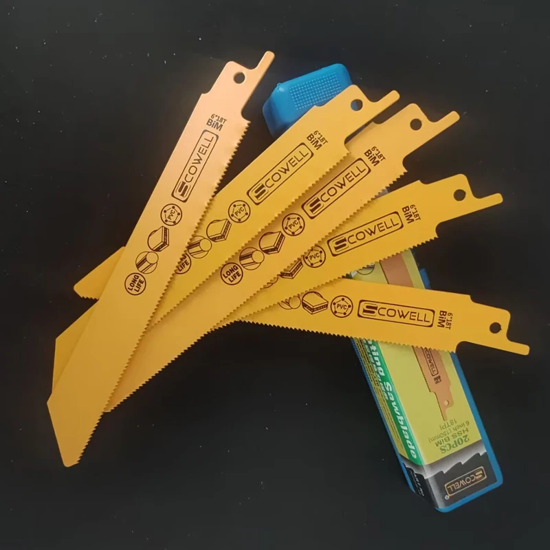 

10 pieces SCOWELL 20 Packing 6 Inch 18TPI Bi-Metal Saber Saw Blades Metal Cutting Reciprocating Saw Blades For Cutting Metal