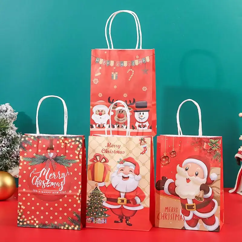 

10Pcs Christmas Gift Bags Large with Handles Christmas Tote Bags Bulk Reusable