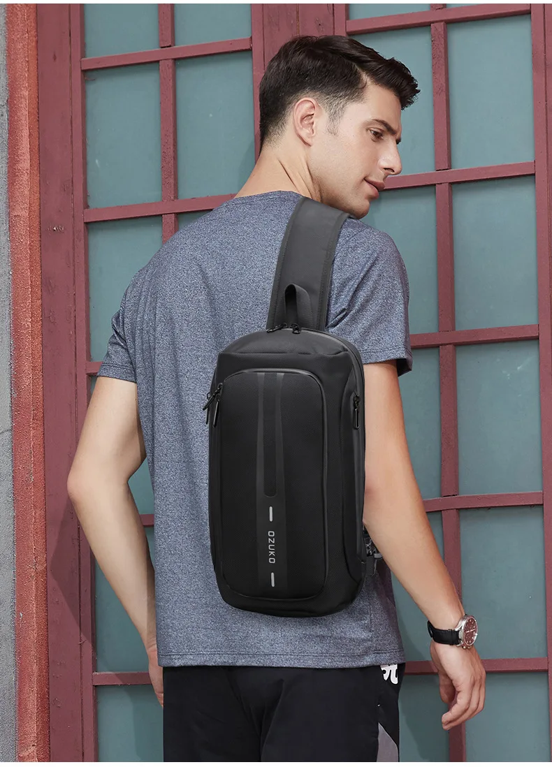 

Combination lock function chest bag men's sports Oxford cloth waterproof crossbody bag multi-function shoulder cross chest bag